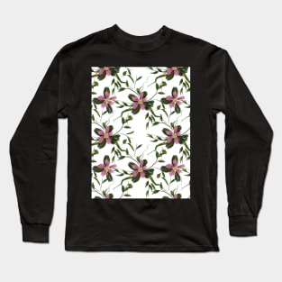 Pink Floral Pattern Long Sleeve T-Shirt